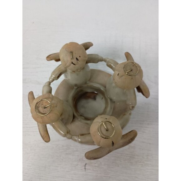 Vintage Art Pottery Ceramic Beige Angel Circle of Friends Candle Holder Figural - Picture 2 of 10